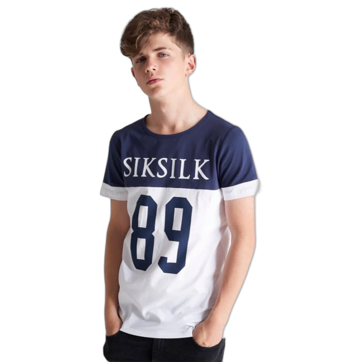 Camiseta SikSilk Jr 89 Azul Marino y Blanco