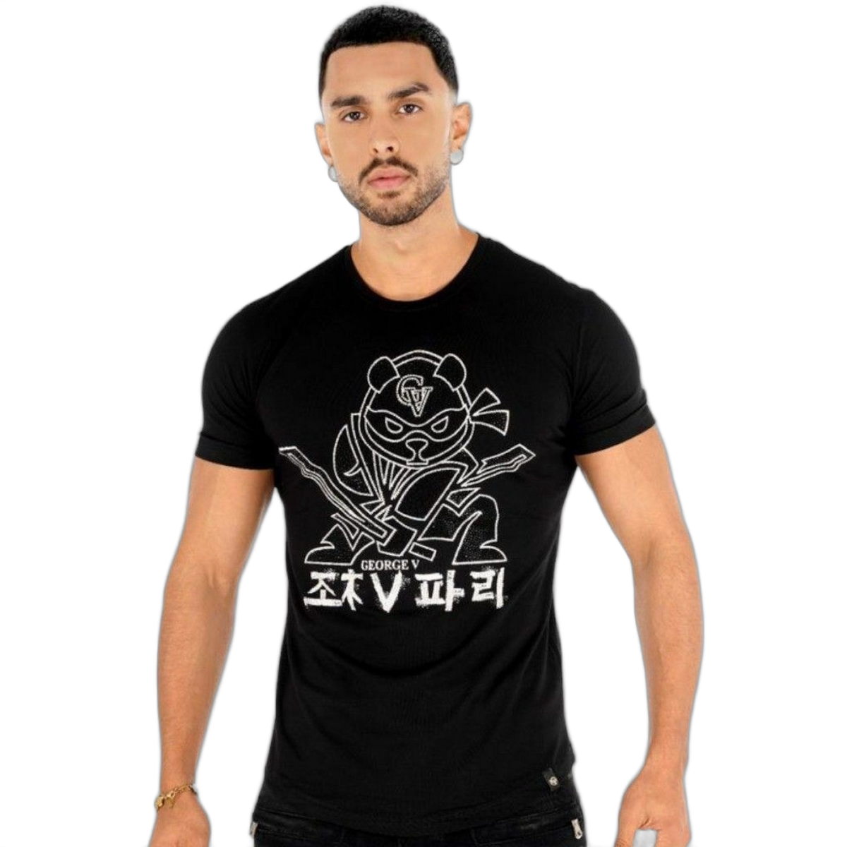 Camiseta George V Paris Oso Ninja Superhero Negro