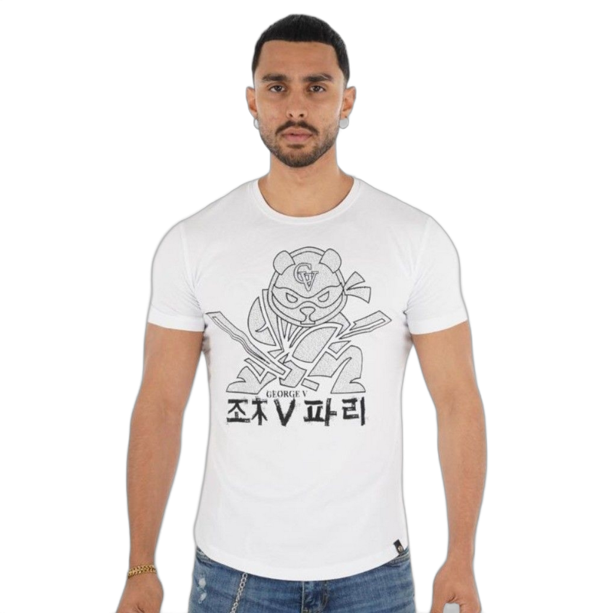 Camiseta George V Paris Oso Ninja Superhero Blanco