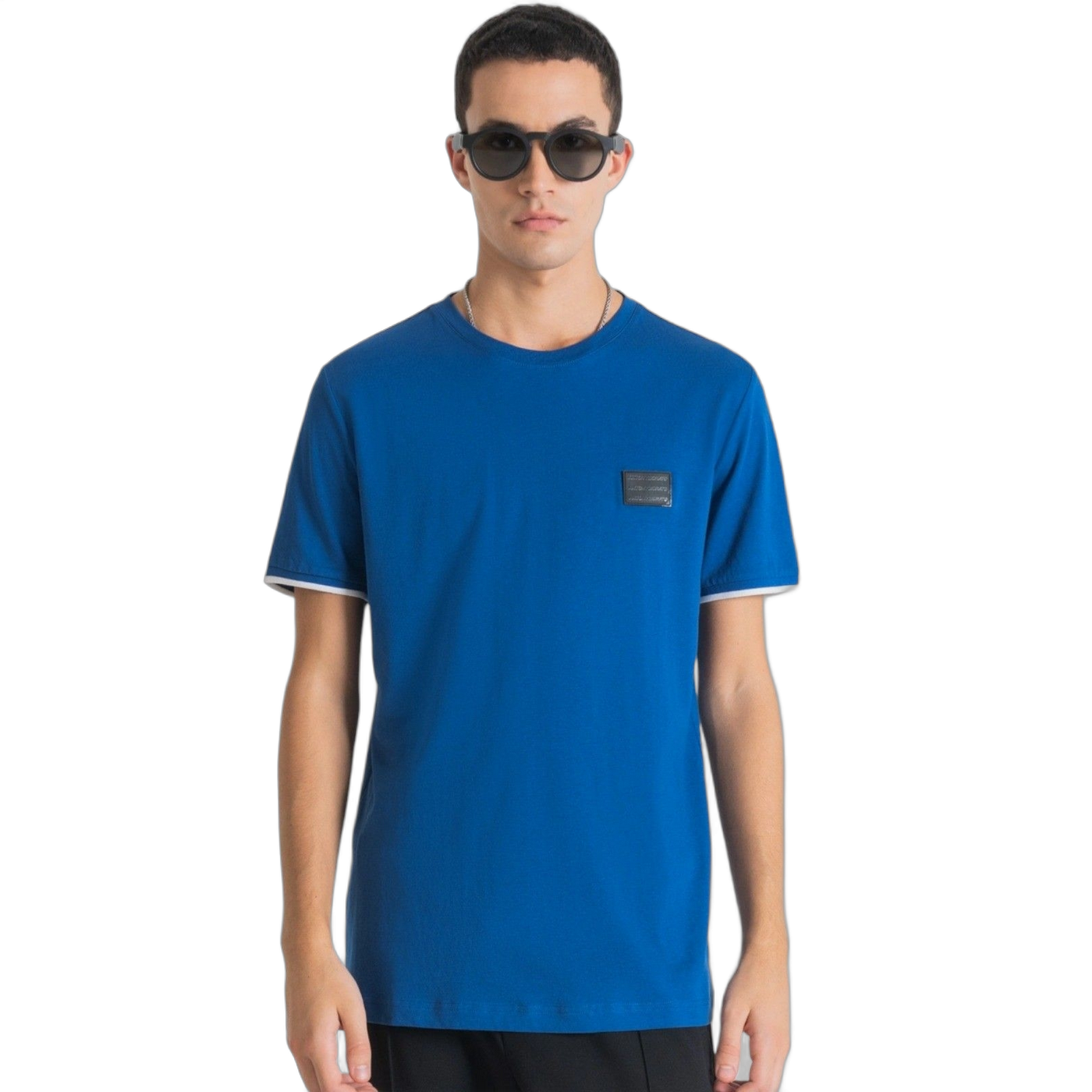 Camiseta Antony Morato Slim Fit Parche Logotipo Azul