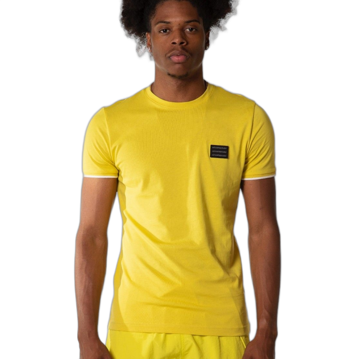 Camiseta Antony Morato Slim Fit Parche Logotipo Amarillo