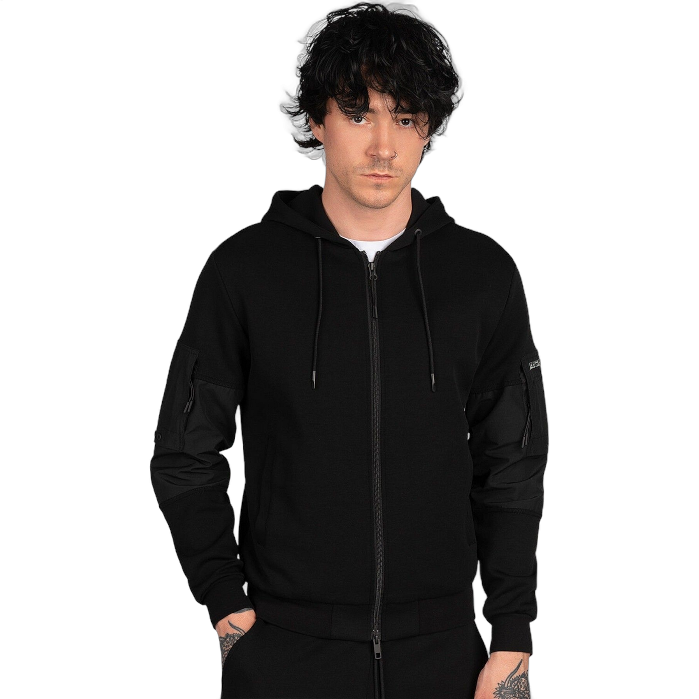 Sudadera Antony Morato con Coderas Bimaterial Negro