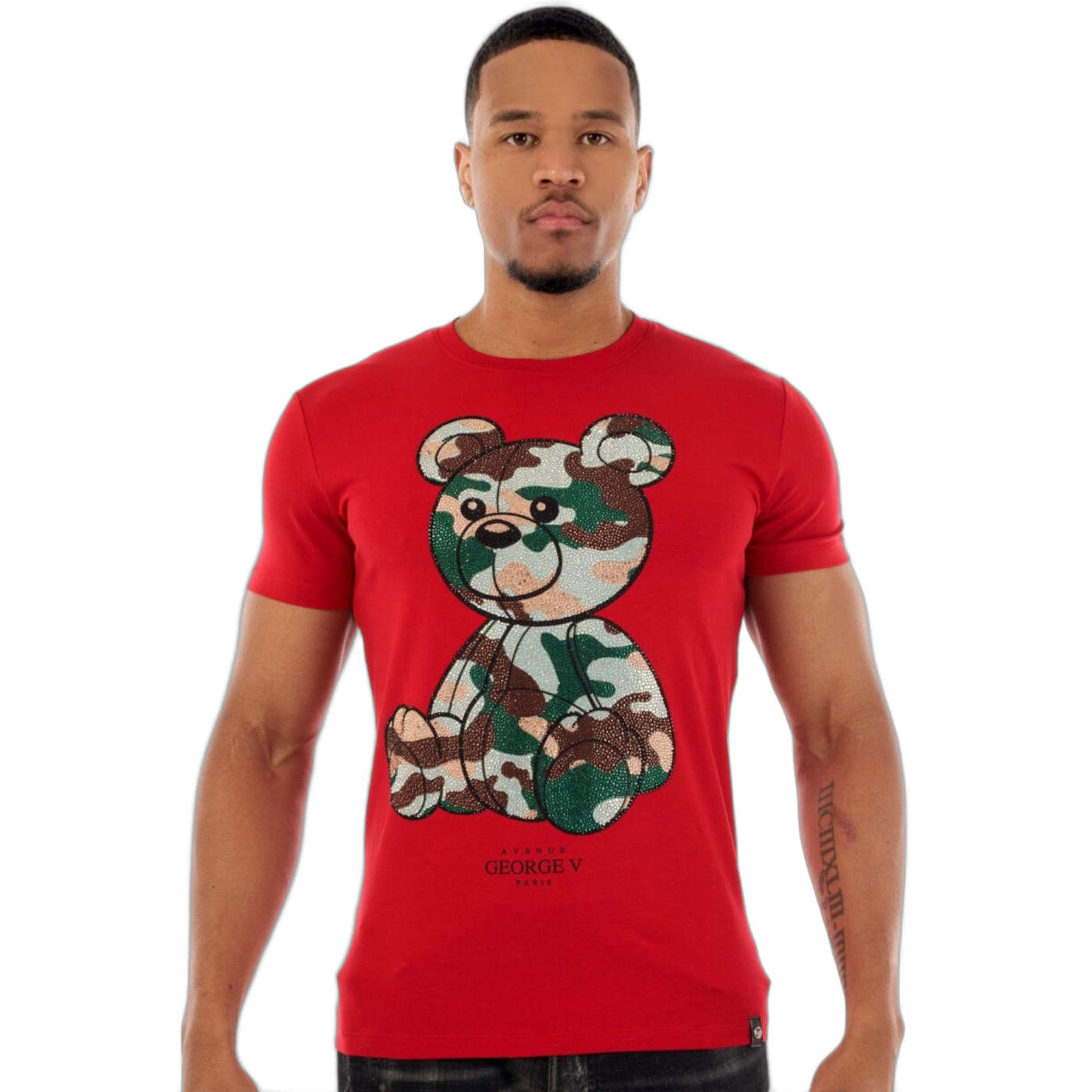 Camiseta George V Paris Oso Teddy Militar Rojo y Verde