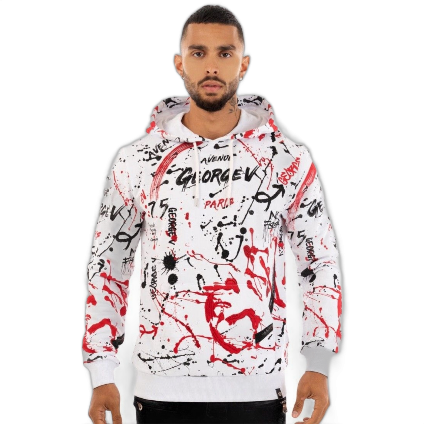 Sudadera George V Paris Urban Street Blanco y Rojo