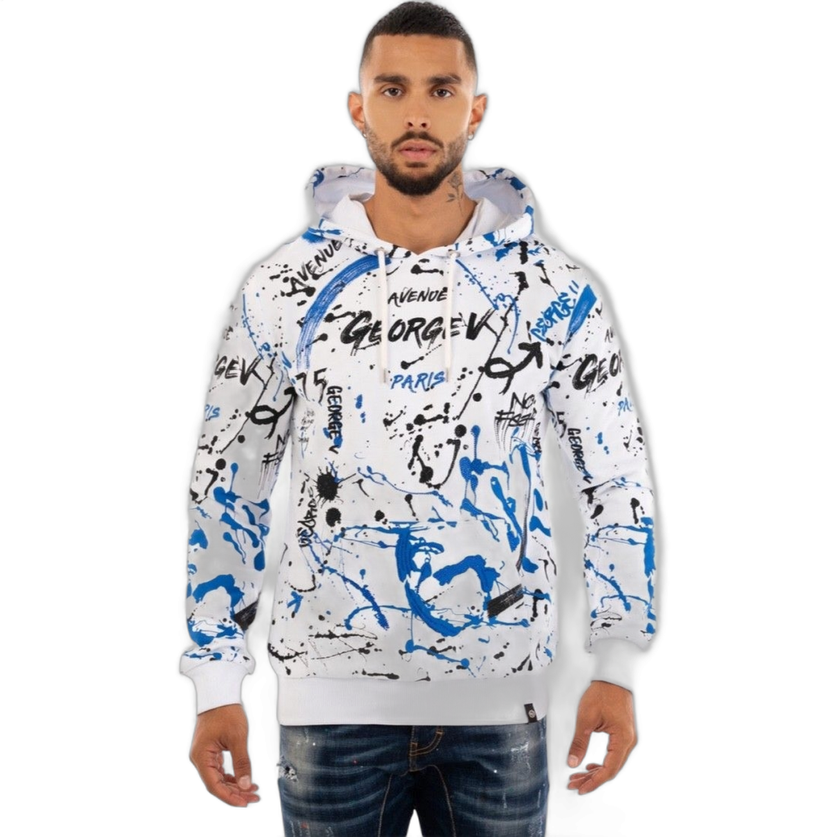 Sudadera George V Paris Urban Street Blanco y Azul