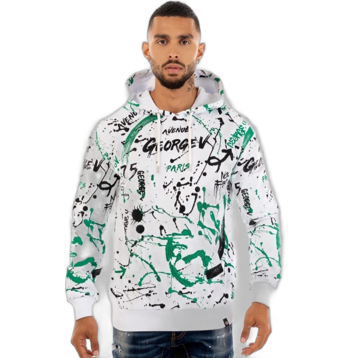 Sudadera George V Paris Urban Street Blanco y Verde