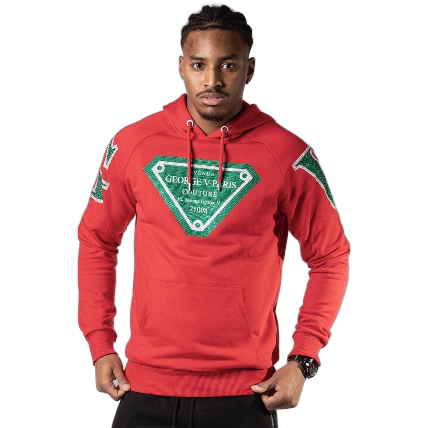 Sudadera George V Paris Diamante Frontal Rojo