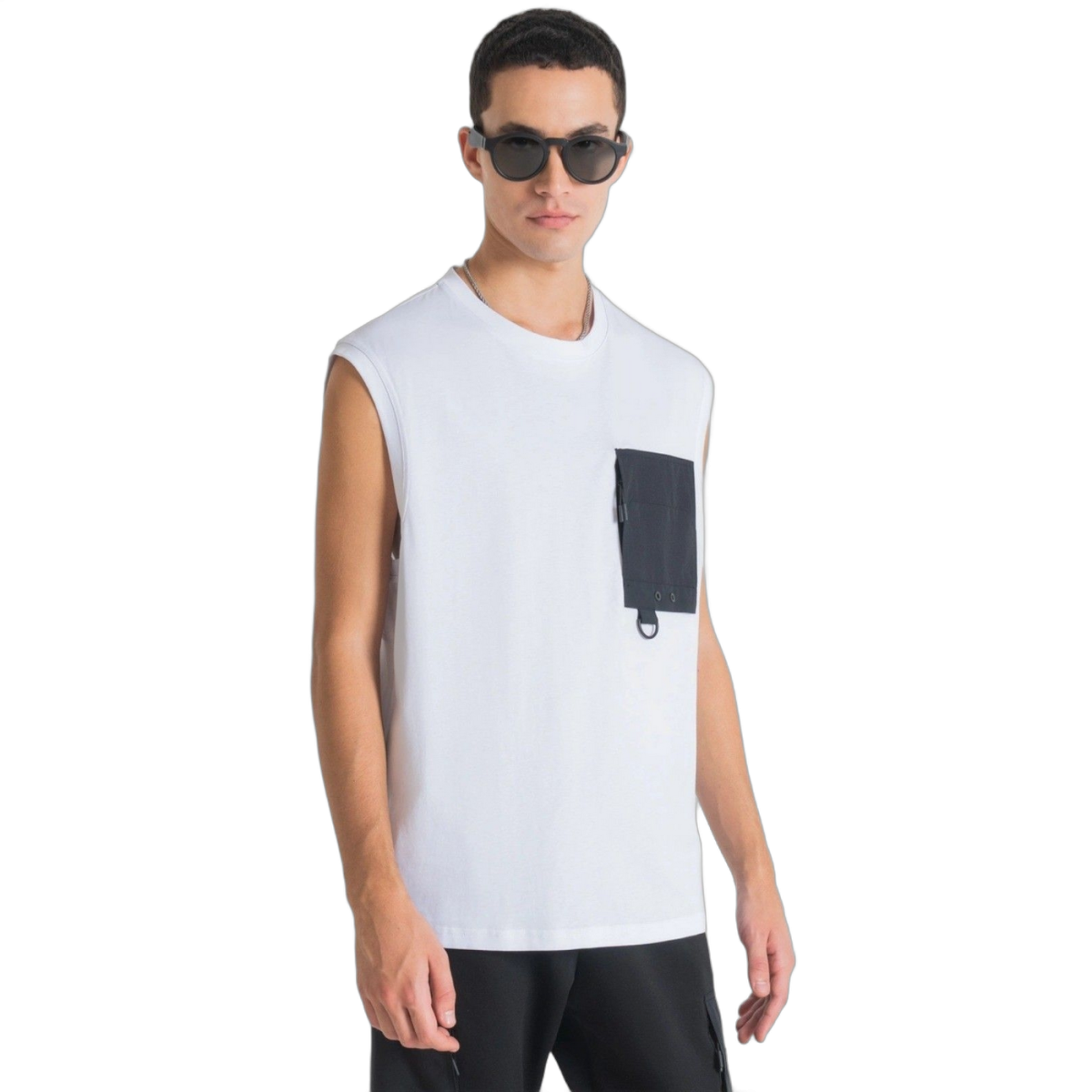 Camiseta Antony Morato Sin Mangas Bolsillo Contraste Blanco