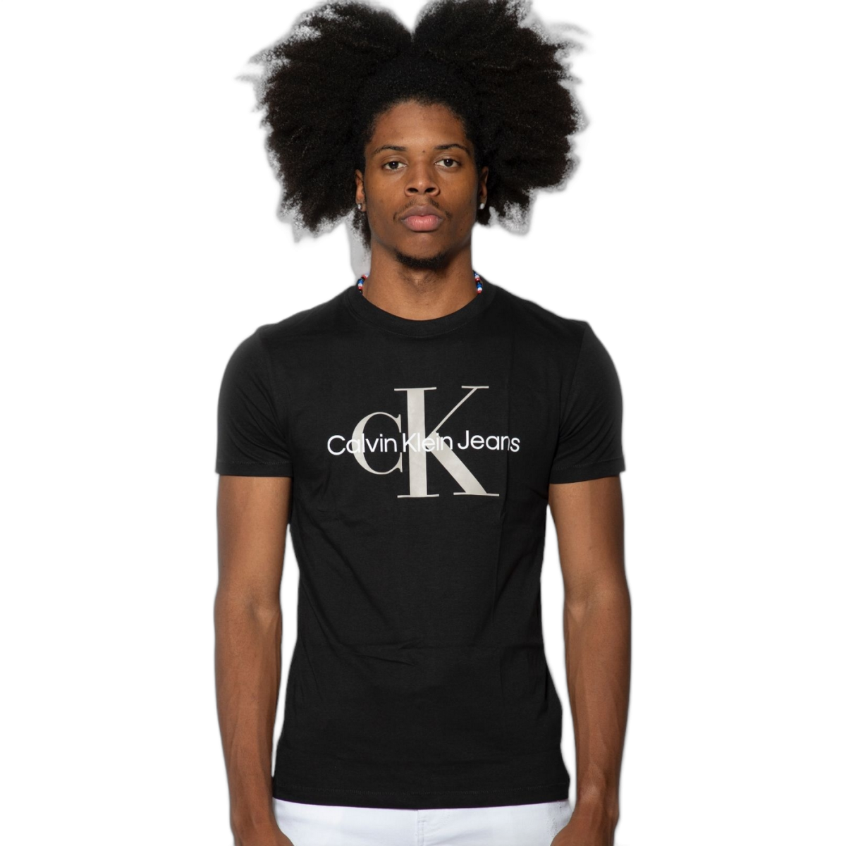 Camiseta Calvin Klein Slim Con Monograma Negro