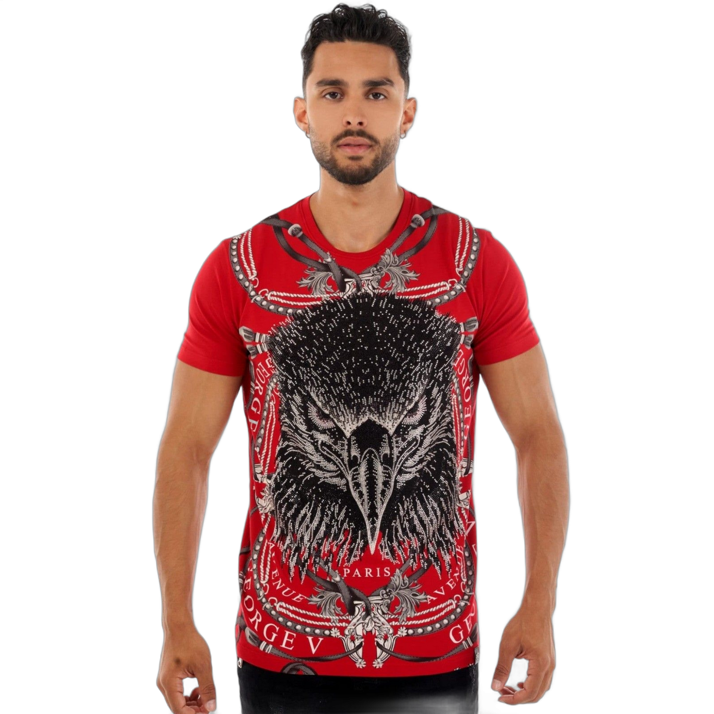 Camiseta George V Paris Aguila con Pedreria Rojo