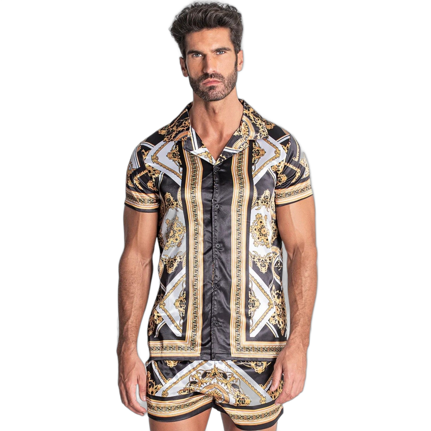 Camisa Gianni Kavanagh Hawaiana Edgy Negro