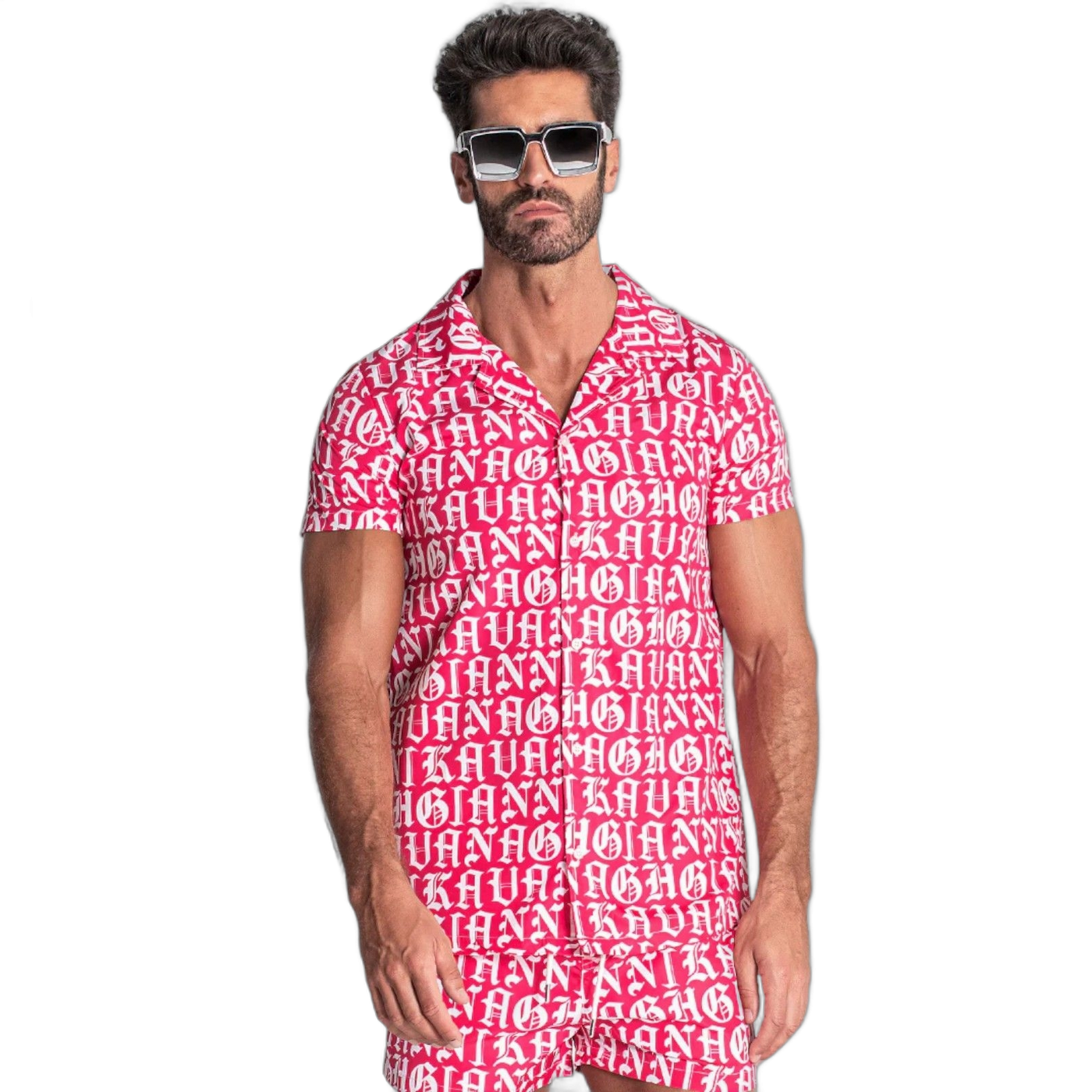 Camisa Gianni Kavanagh Hawaiana Message Rosa