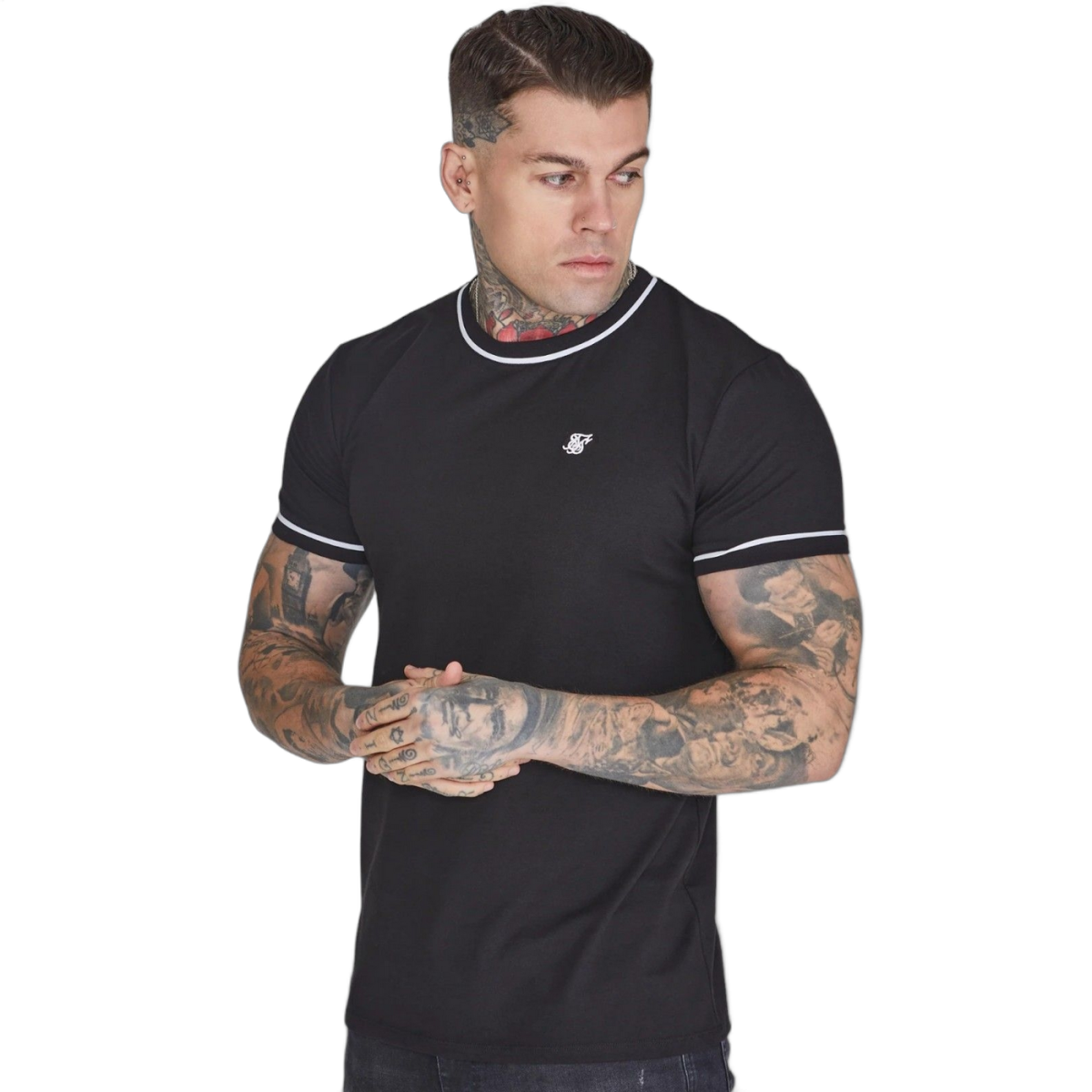 Camiseta SikSilk Muscle Fit Basic Negro