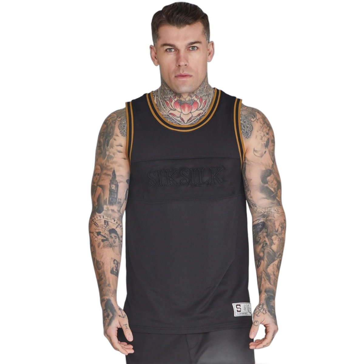 Camiseta SikSilk de Tirantes Basket Negro