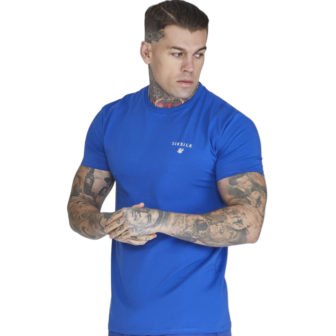 Camiseta SikSilk Muscle Fit Basica Azul