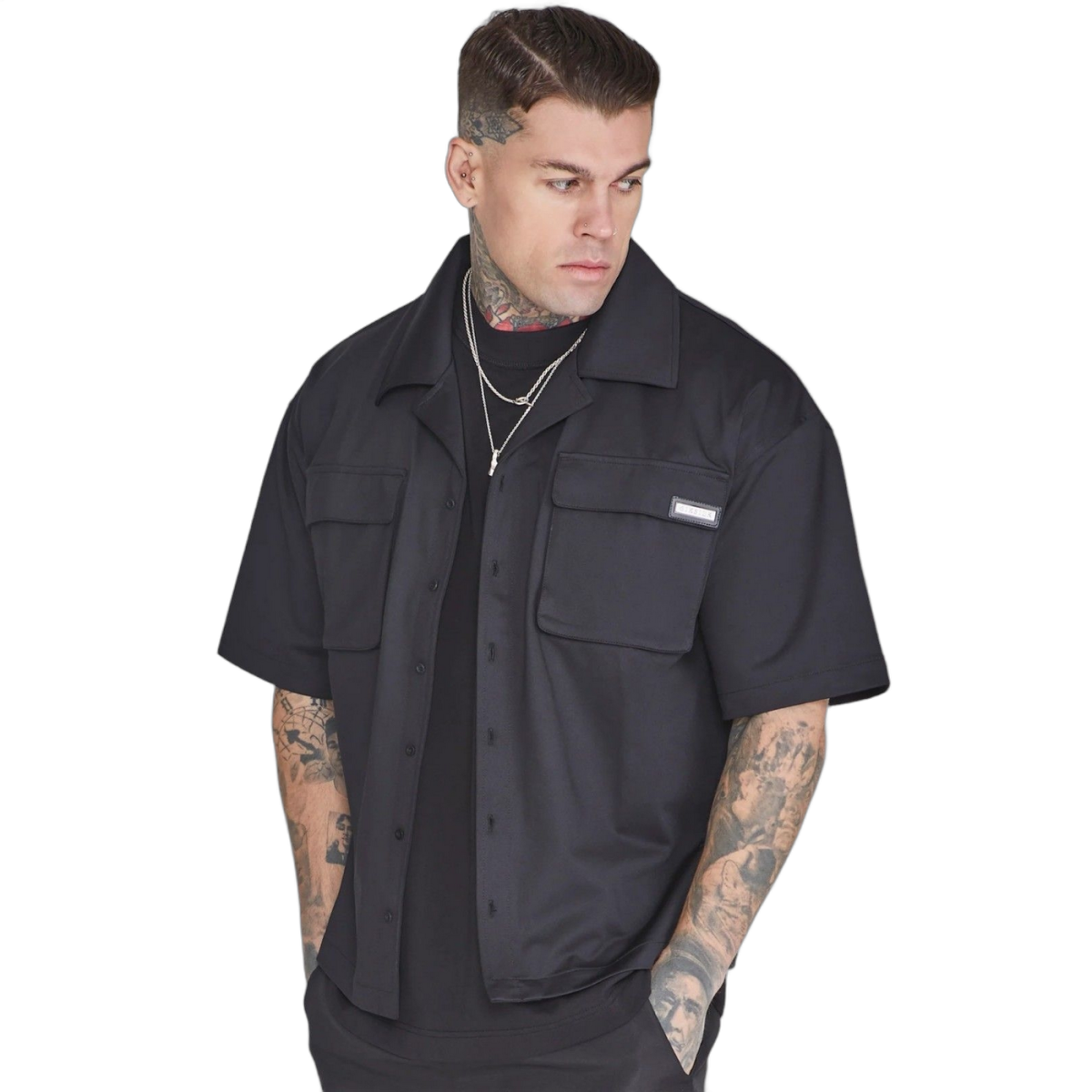 Camisa SikSilk Utilitaria de Vuelo Negro