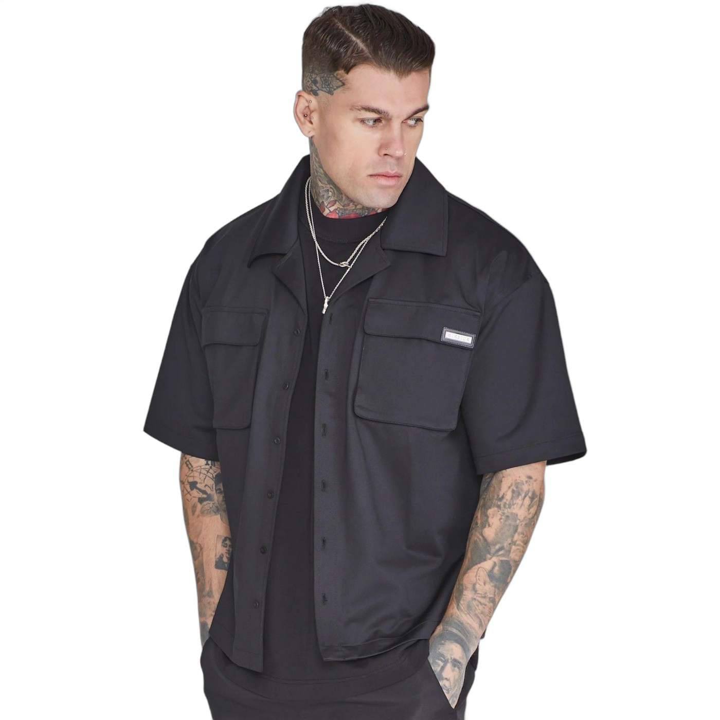 Camisa SikSilk Utilitaria de Vuelo Negro