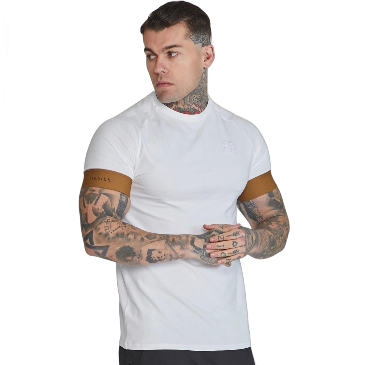 Camiseta SikSilk Tecnica Manga Ajustada Blanco