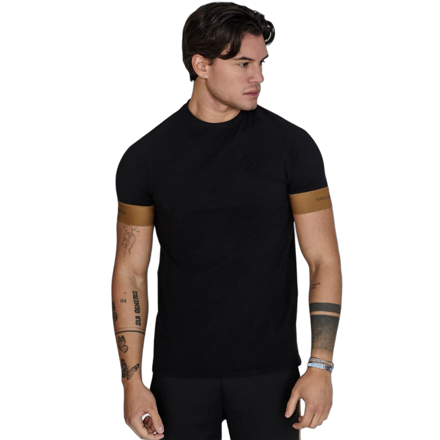 Camiseta SikSilk Tecnica Manga Ajustada Negro