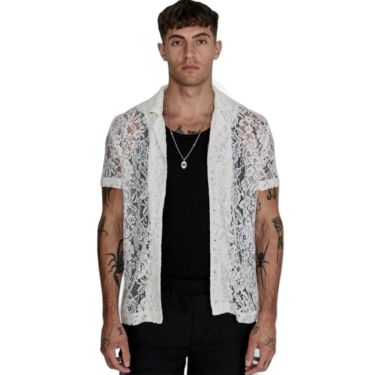 Camisa SikSilk Bordado Lace Resort Blanco