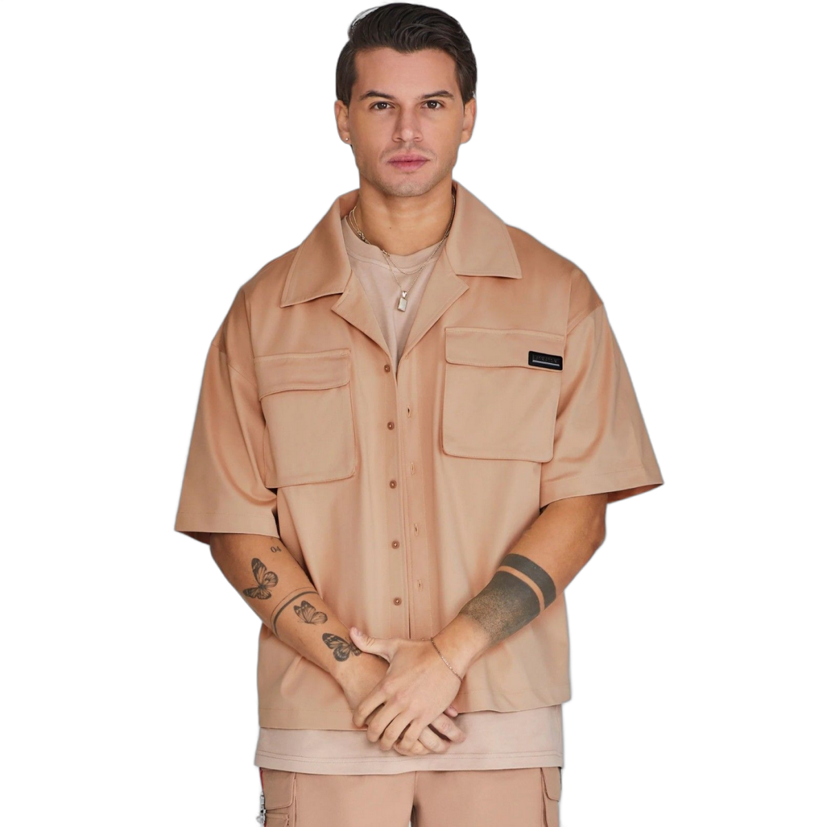 Camisa SikSilk Cargo Utilitaria de Vuelo Beige