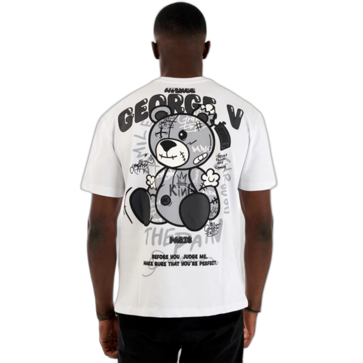 Camiseta George V Paris Oso Street Vintage Blanco