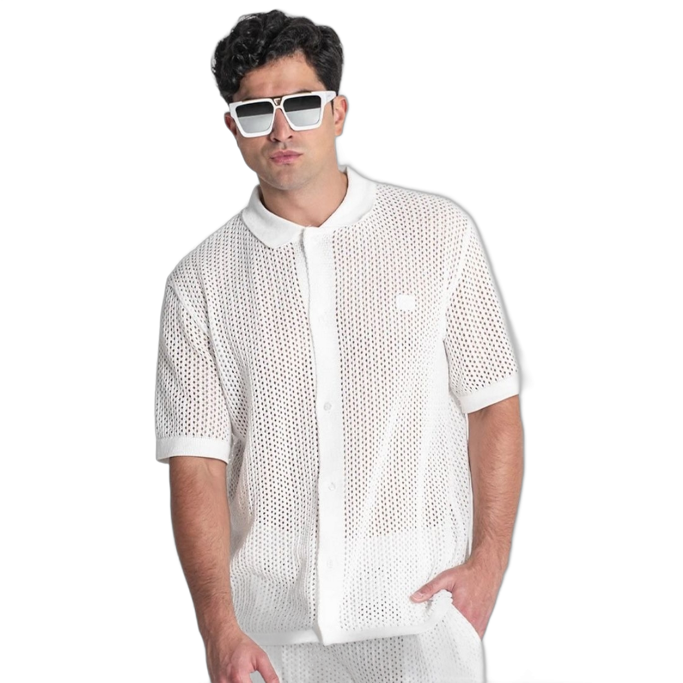 Camisa Gianni Kavanagh Crochet Azulik Blanca