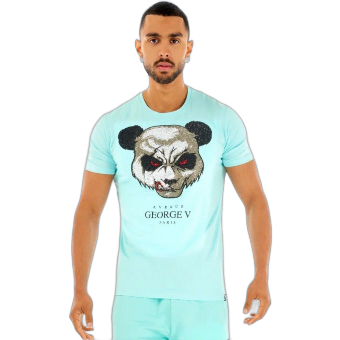 Camiseta George V Paris Cabeza Oso Killer Azul Turquesa