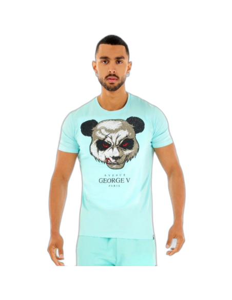Camiseta George V Paris Cabeza Oso Killer Azul Turquesa Camiseta George V Paris Cabeza Oso Killer Azul Turquesa