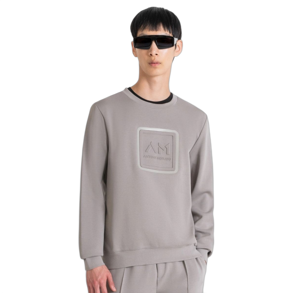 Sudadera Antony Morato Gris Slim Fit con Logo Bordado