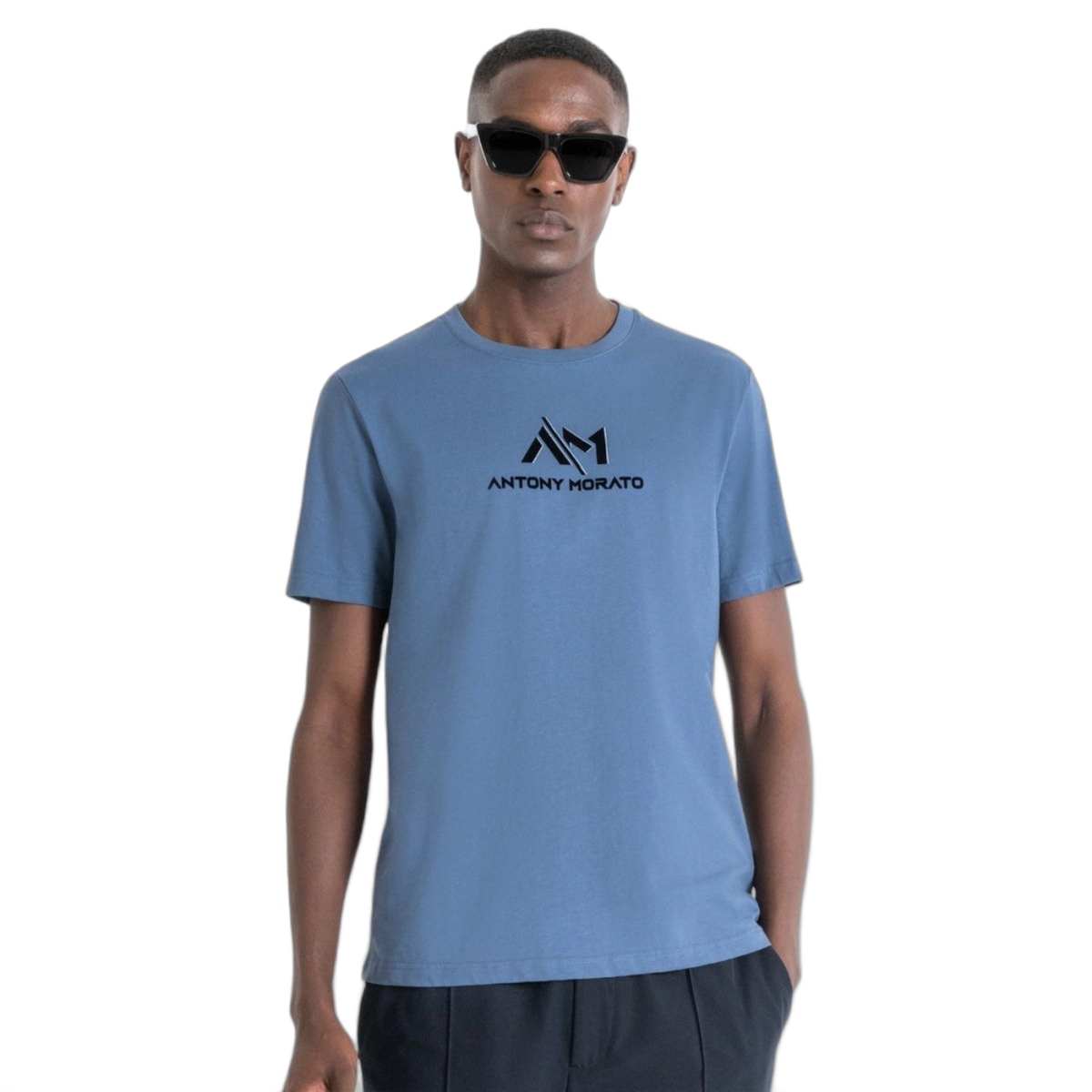 Camiseta Antony Morato Azul Regular Fit con logotipo