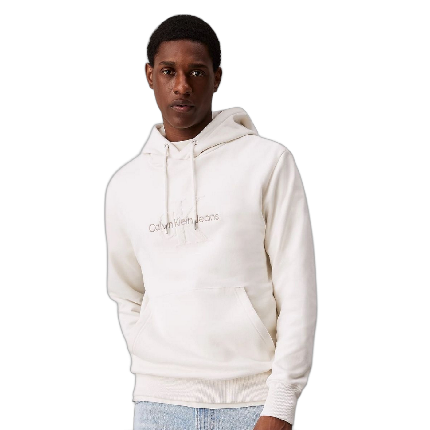 Sudadera de Chenilla Con Capucha Calvin Klein Blanco Roto