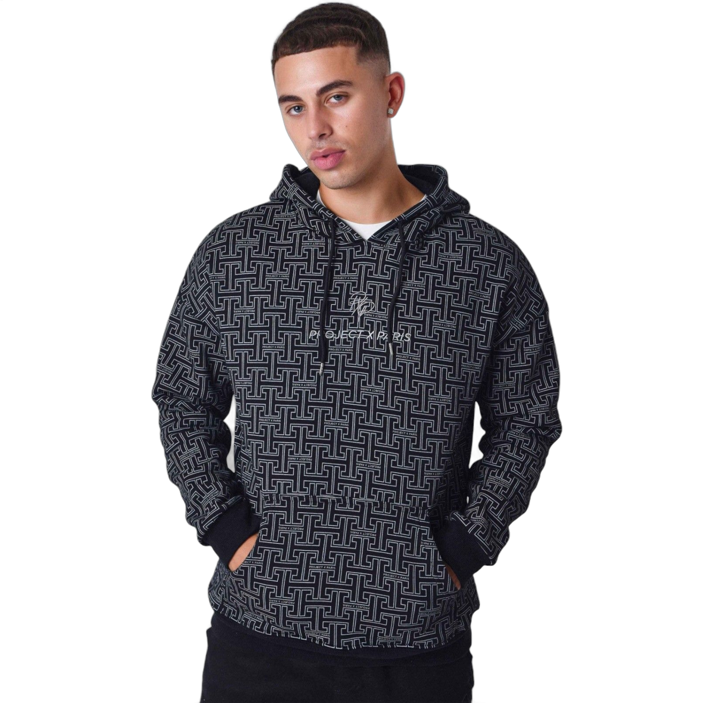 Sudadera Project X Paris con Capucha All Over Labyrinth Negro