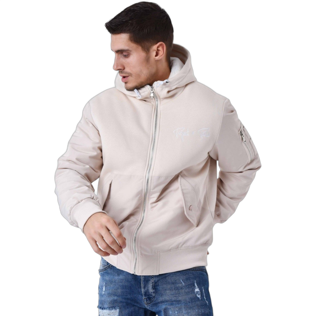 Chaqueta Project X Paris Bimaterial Forro Suave Beige