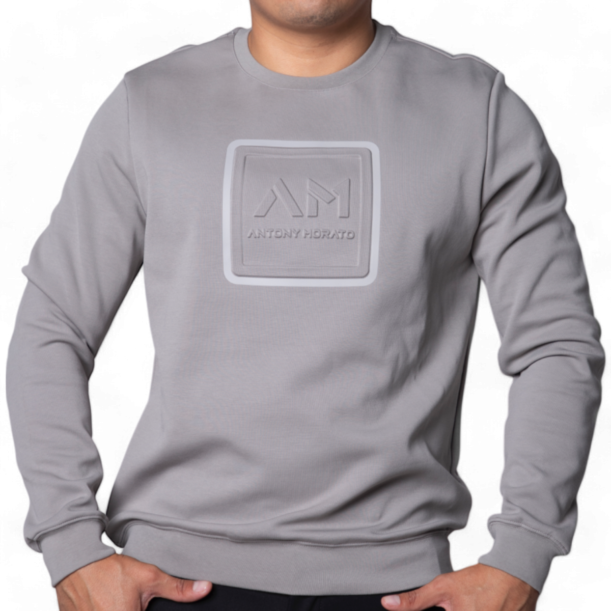 Sudadera Antony Morato Gris Slim Fit con Logo Bordado