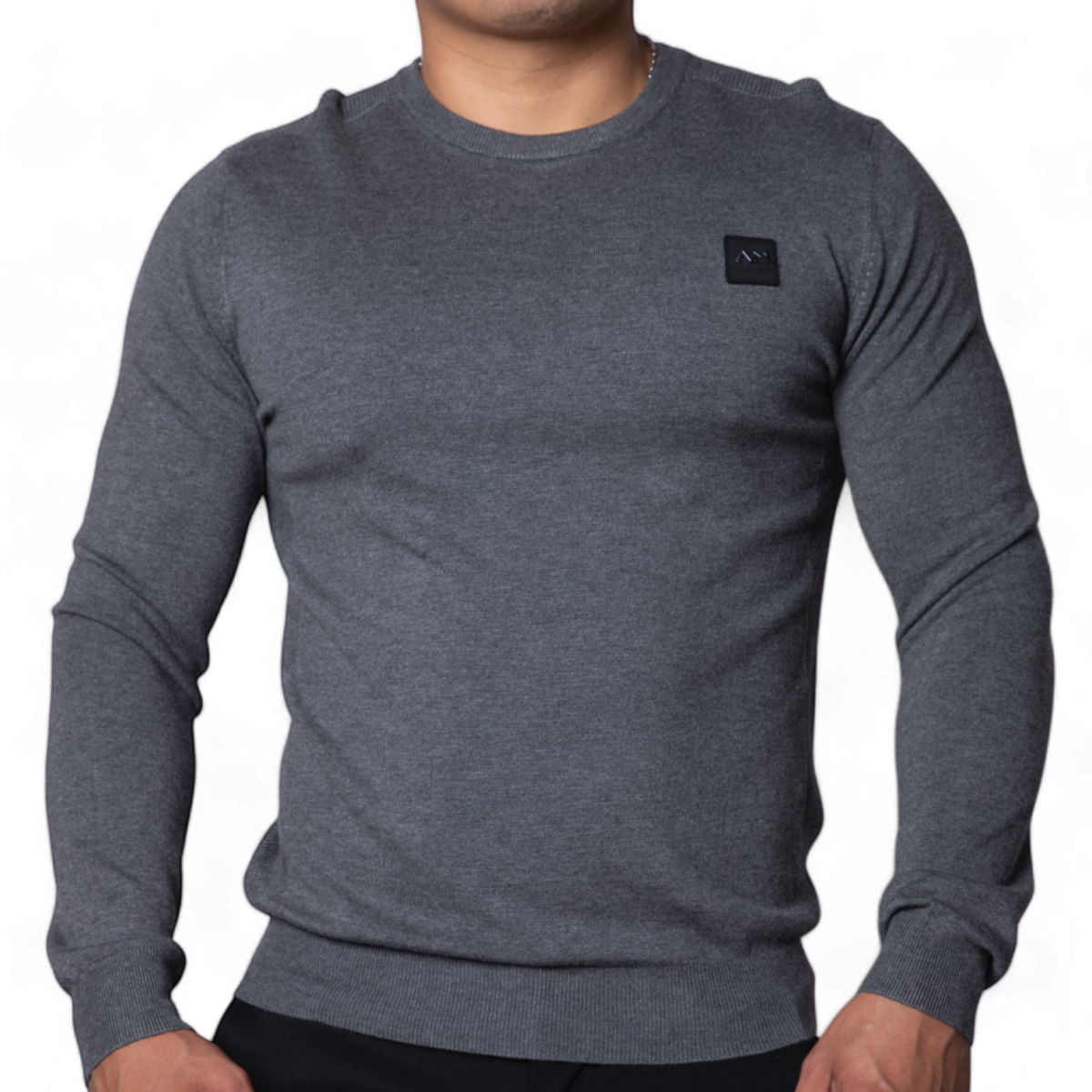 Jersey Antony Morato Slim Fit Gris Con Logo de Goma