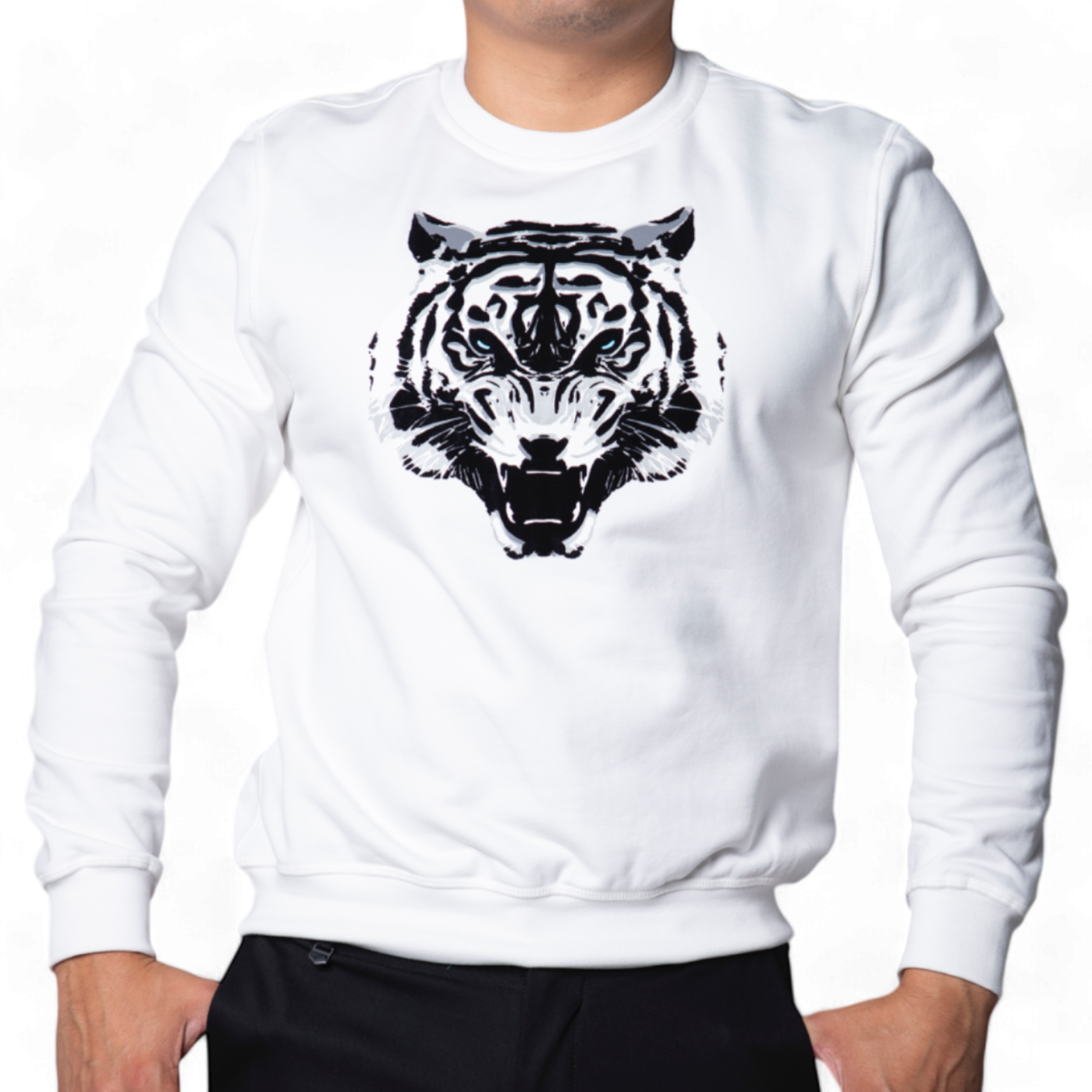 Sudadera Antony Morato Crema Con Estampado de Tigre