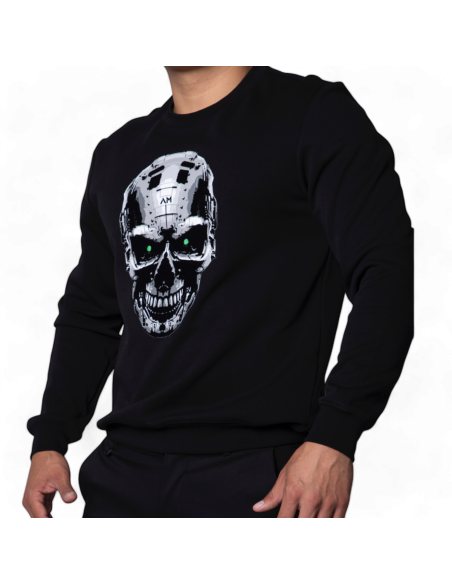 Sudadera Antony Morato Negra Slim Fit Con Calabera de Cyborg Antony Morato | Sudaderas  - Estilo urbano premium