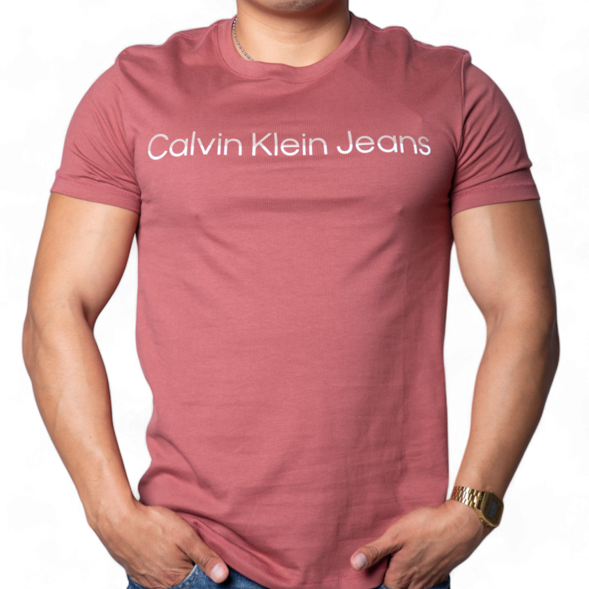 Camiseta Calvin Klein Logo Institutional Burdeos