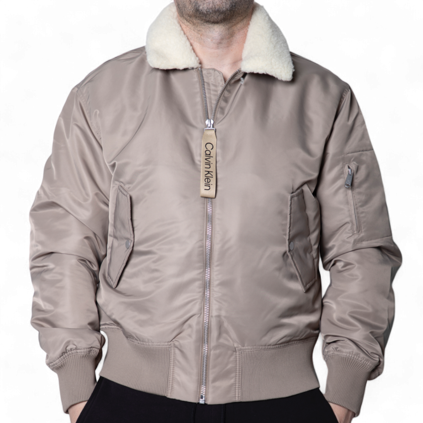 Chaqueta de Aviador Calvin Klein de Nailon Marron