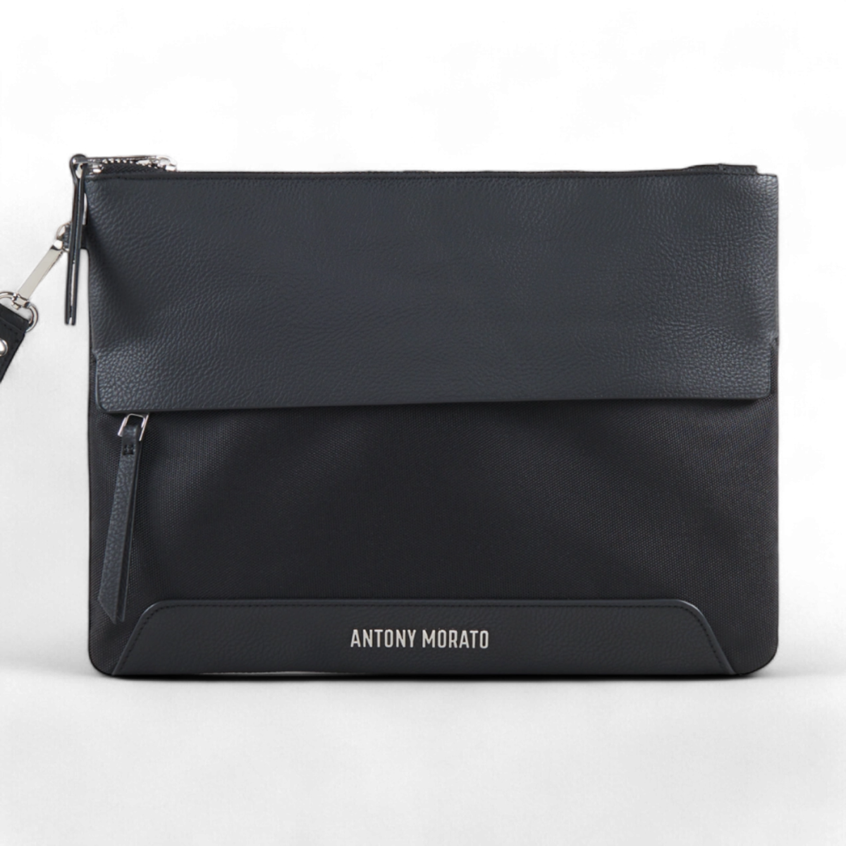 Bolso Rectangular Antony Morato Negro de Nailon y Ecopiel