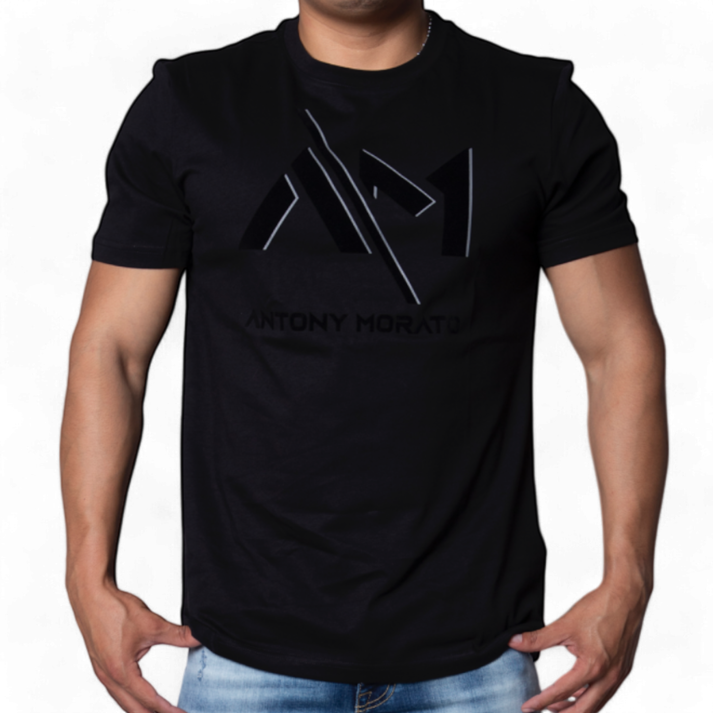 Camiseta Antony Morato Negra Regula Fit con Logo Estampado