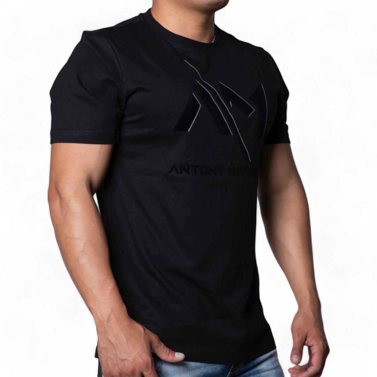 Camiseta Antony Morato Negra Regula Fit con Logo Estampado 2