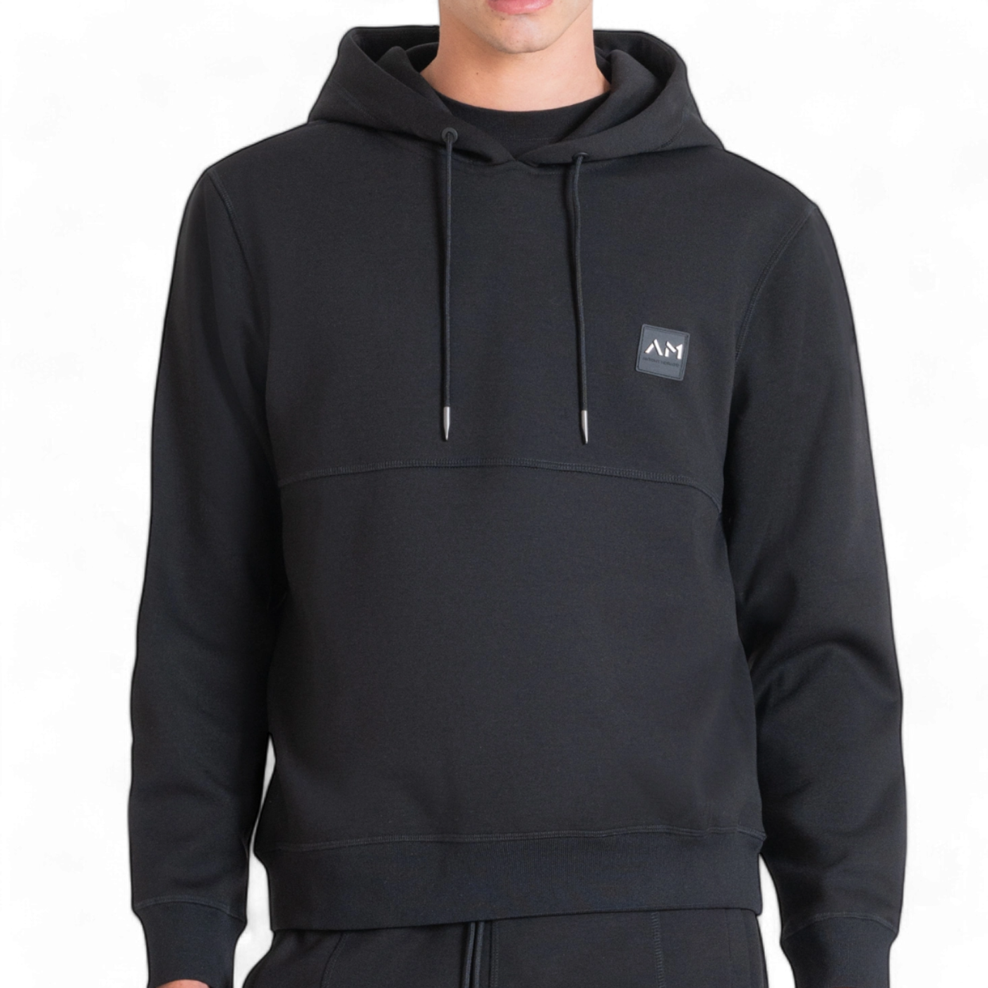 Sudadera con Capucha Antony Morato Negra con Logo Metalizado