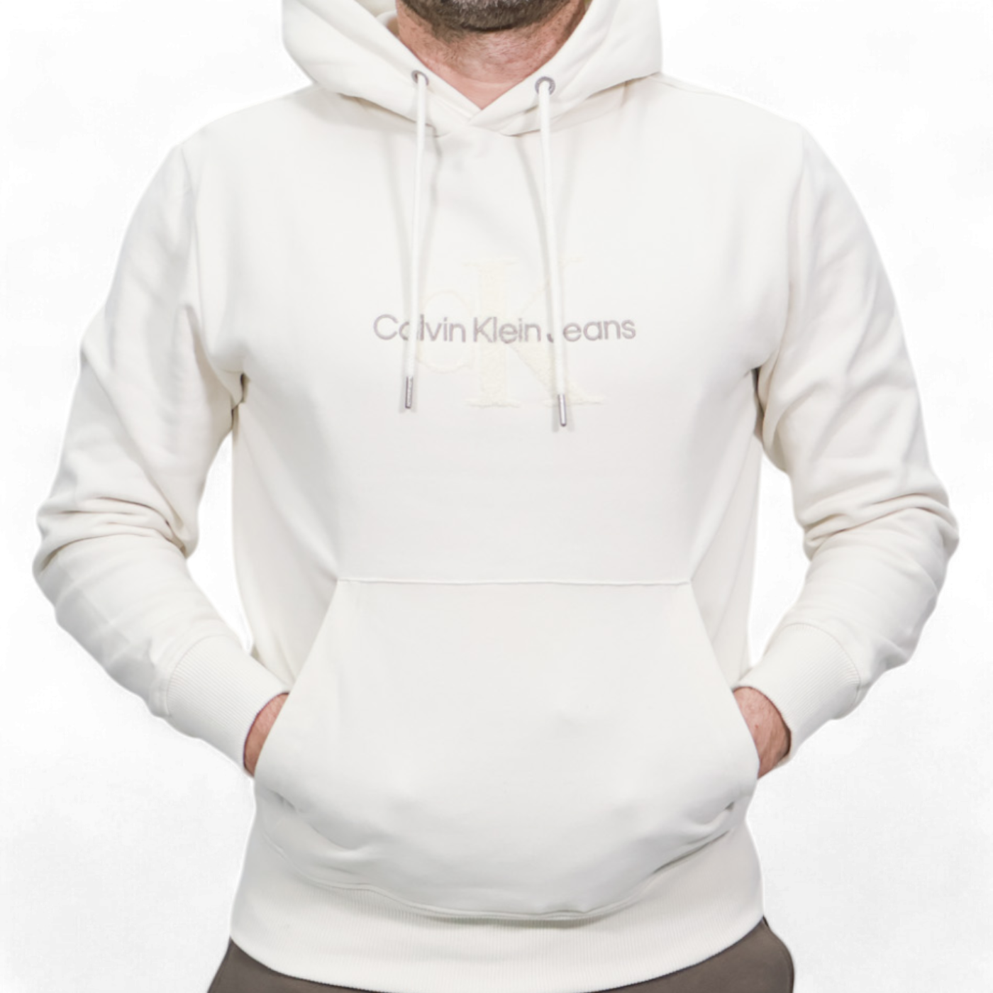 Sudadera de Chenilla Con Capucha Calvin Klein Blanco Roto