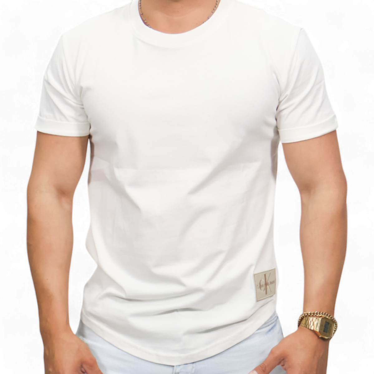Camiseta Calvin Klein Beige Con Insignia CK Calvin Klein | Camisetas  - Estilo urbano premium 2