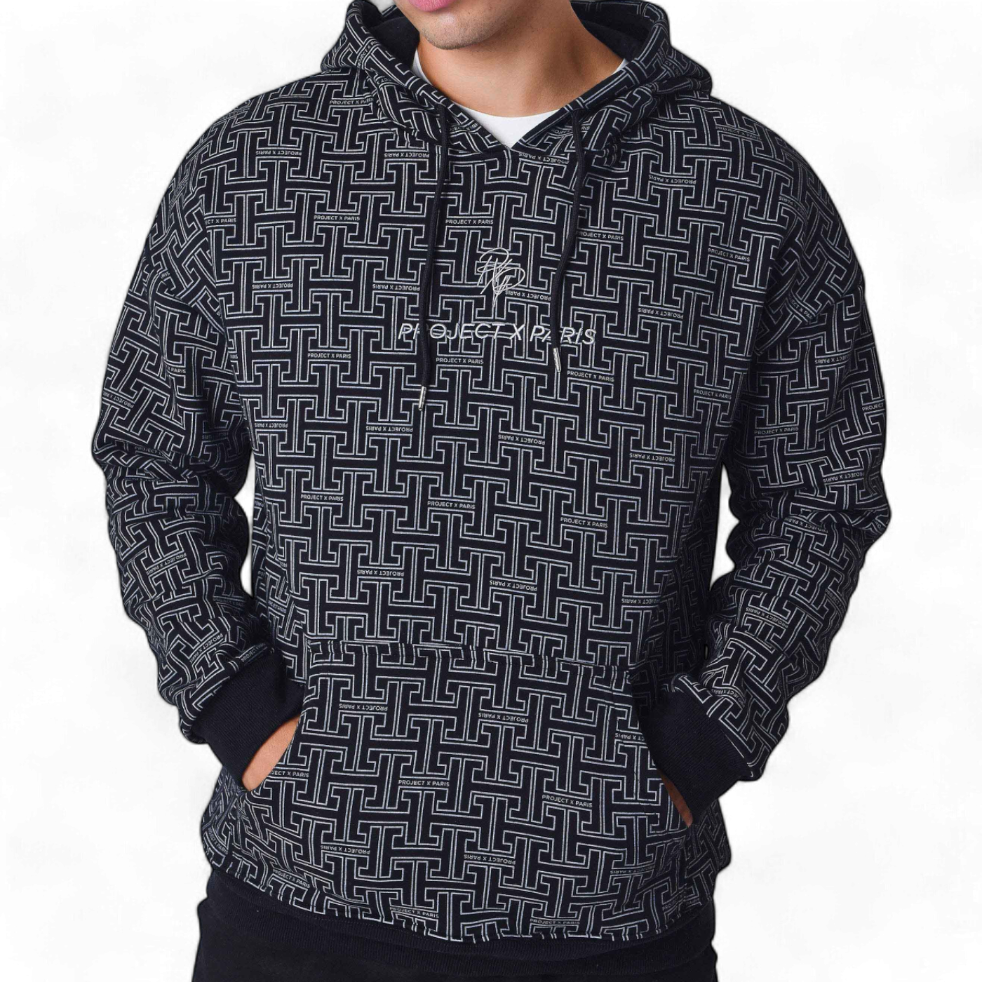 Sudadera Project X Paris con Capucha All Over Labyrinth Negro