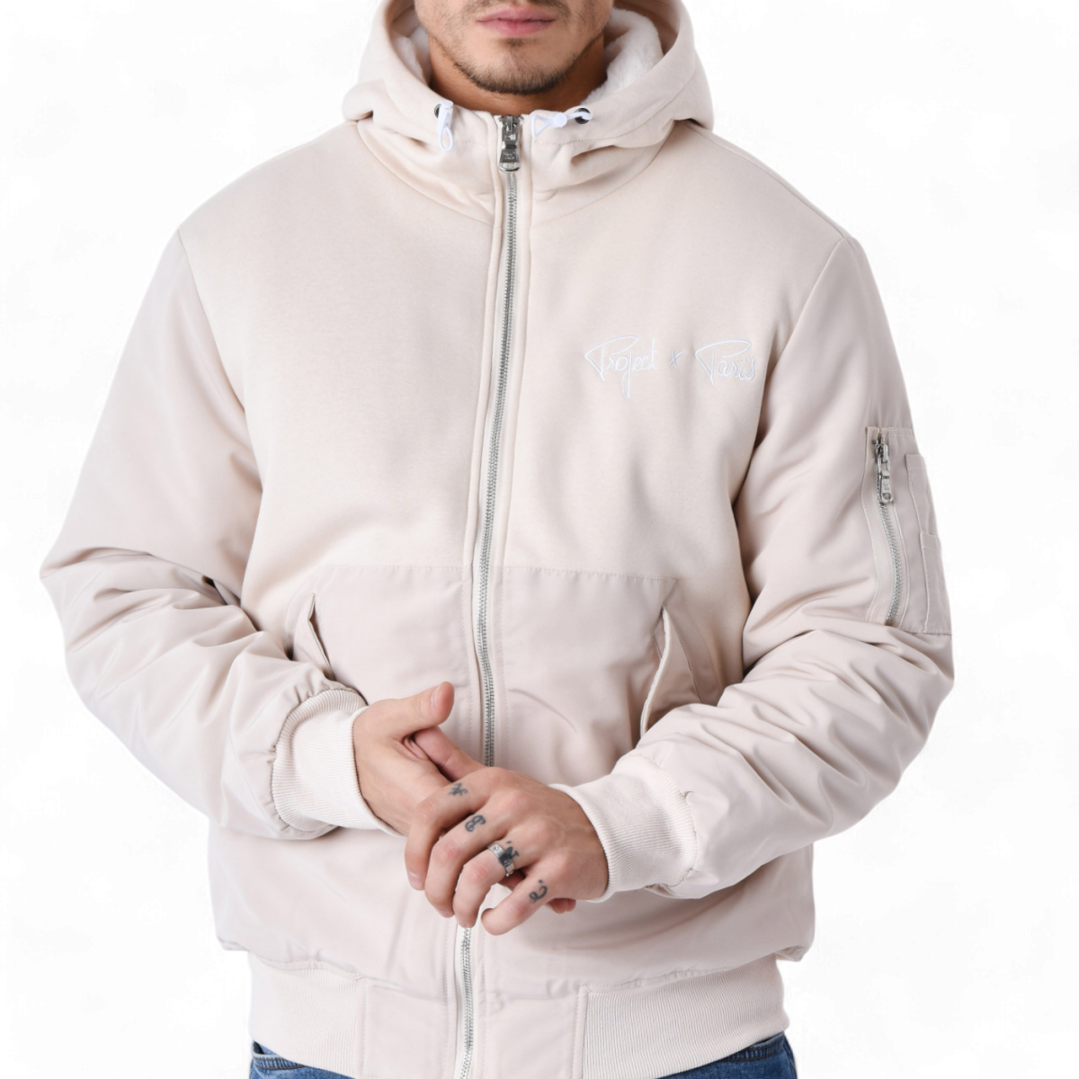 Chaqueta Project X Paris Bimaterial Forro Suave Beige