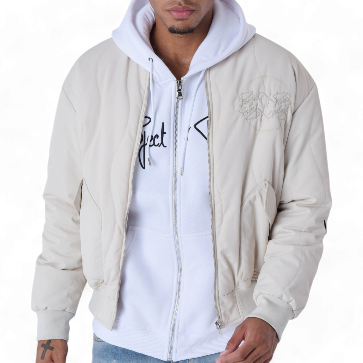 Chaqueta Project X Paris Acolchado con Ondas Beige