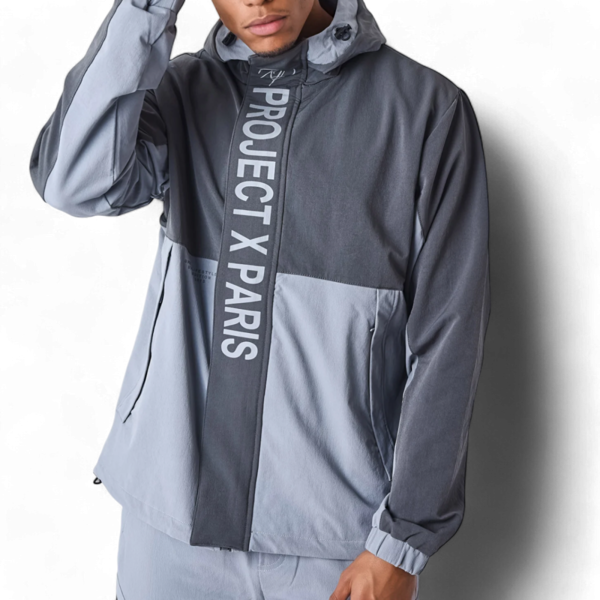 Sudadera Project X Paris con Capucha Bloque de Color Gris